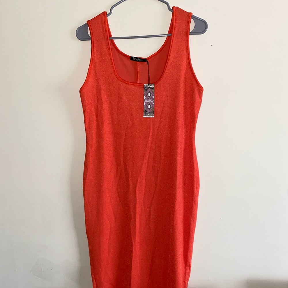 Orange midi dress